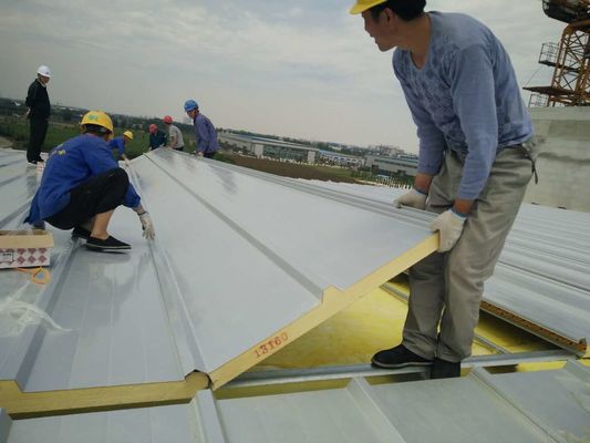 100mm PU 유리 양털 샌드위치 지붕 패널